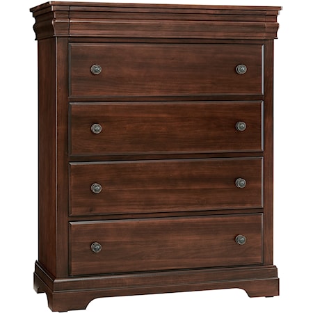 Traditional 5-Drawer Chest with Hidden Felt-Lined Drawer