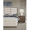 Vaughan Bassett Crafted Oak - Aged Grey Upholstered Queen Panel Bed