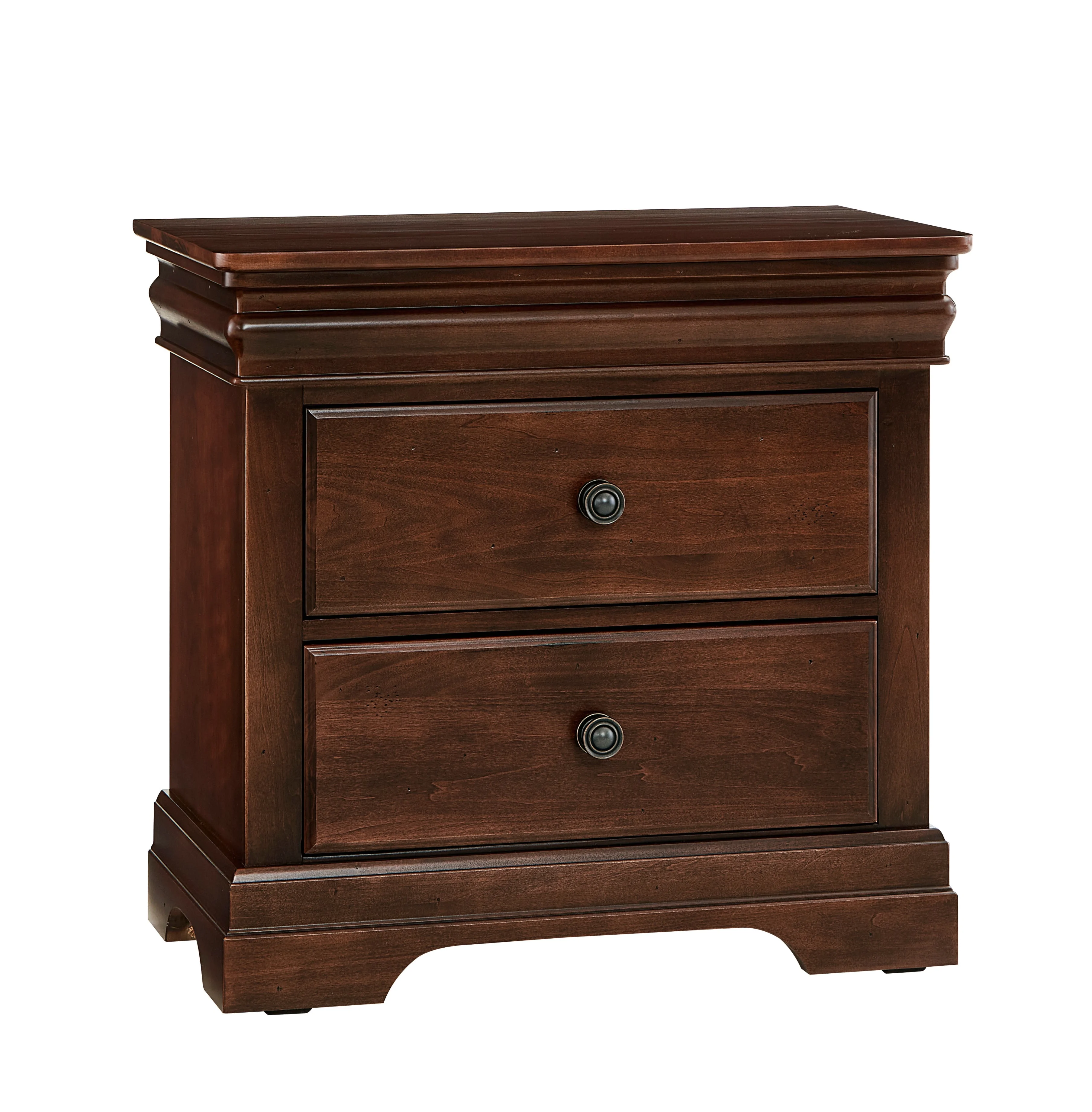 Louis Philippe Solid Wood 2 Drawer Nightstand