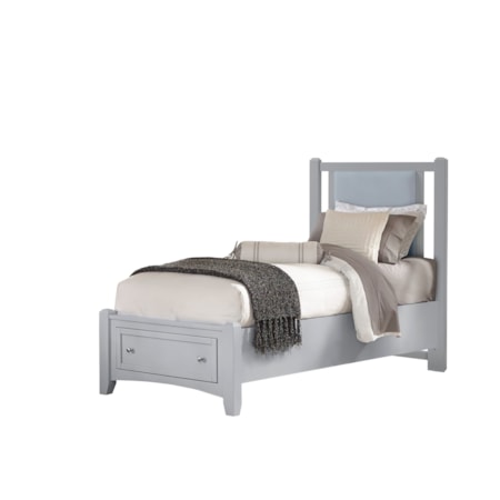 4-Piece Blue Upholstered Twin Bedroom Set