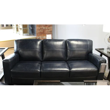 CONTEMPORARY TRACK ARM LEATHER SOFA