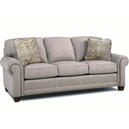 Traditional Stationary Sofa with Nailhead Trim