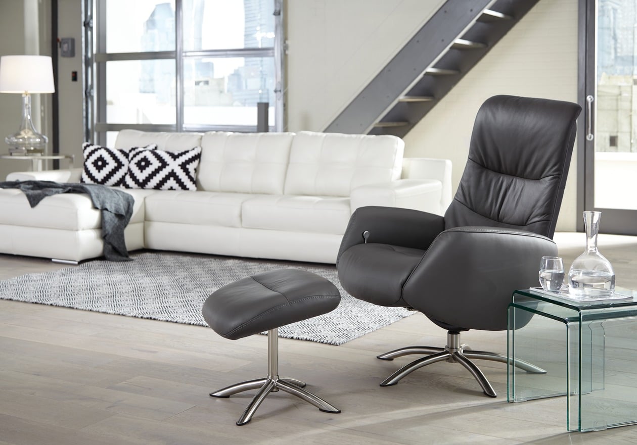 LEATHER CHAIR &amp; OTTOMAN