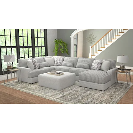Casual Sectional Sofa with Throw Pillows