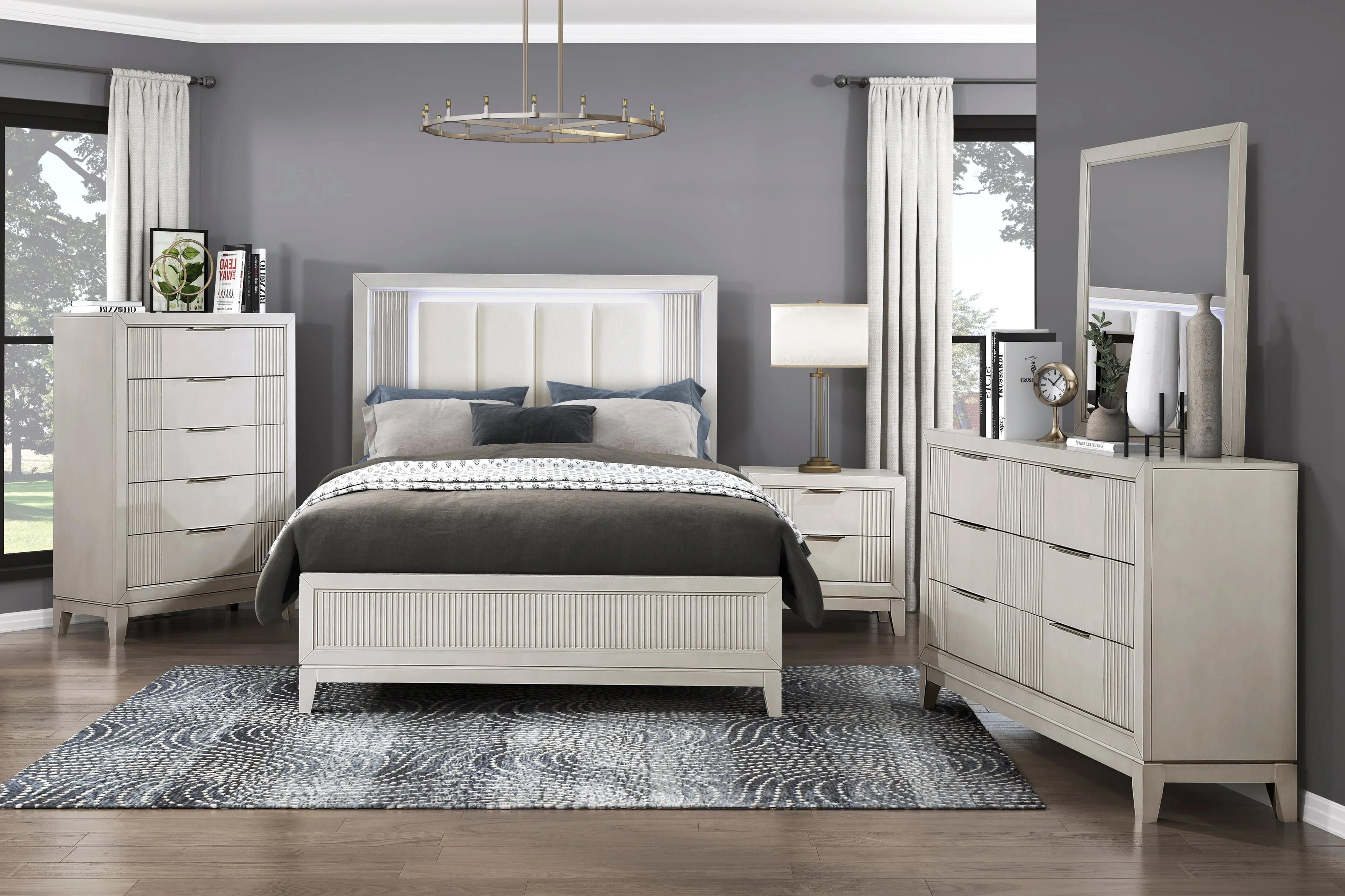 Florence 1326-1*4 6-Piece Queen Bedroom Set - Headboard, Footboard ...