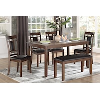 Transitional 6-Piece Dining Pack with Upholstered Seats