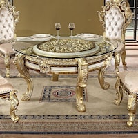 Traditional Round Dining Table with Glass Table Top
