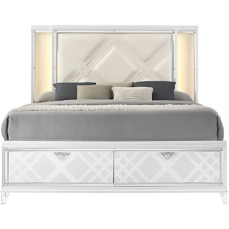 Queen Bed W/Led & Storage