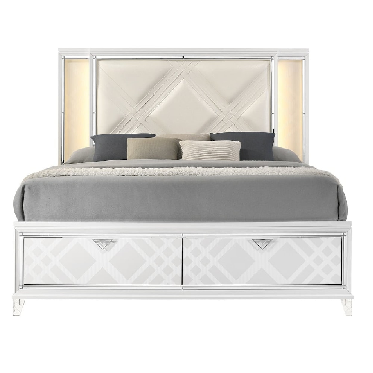 Acme Furniture Skylar Ek Bed W/Led & Storage