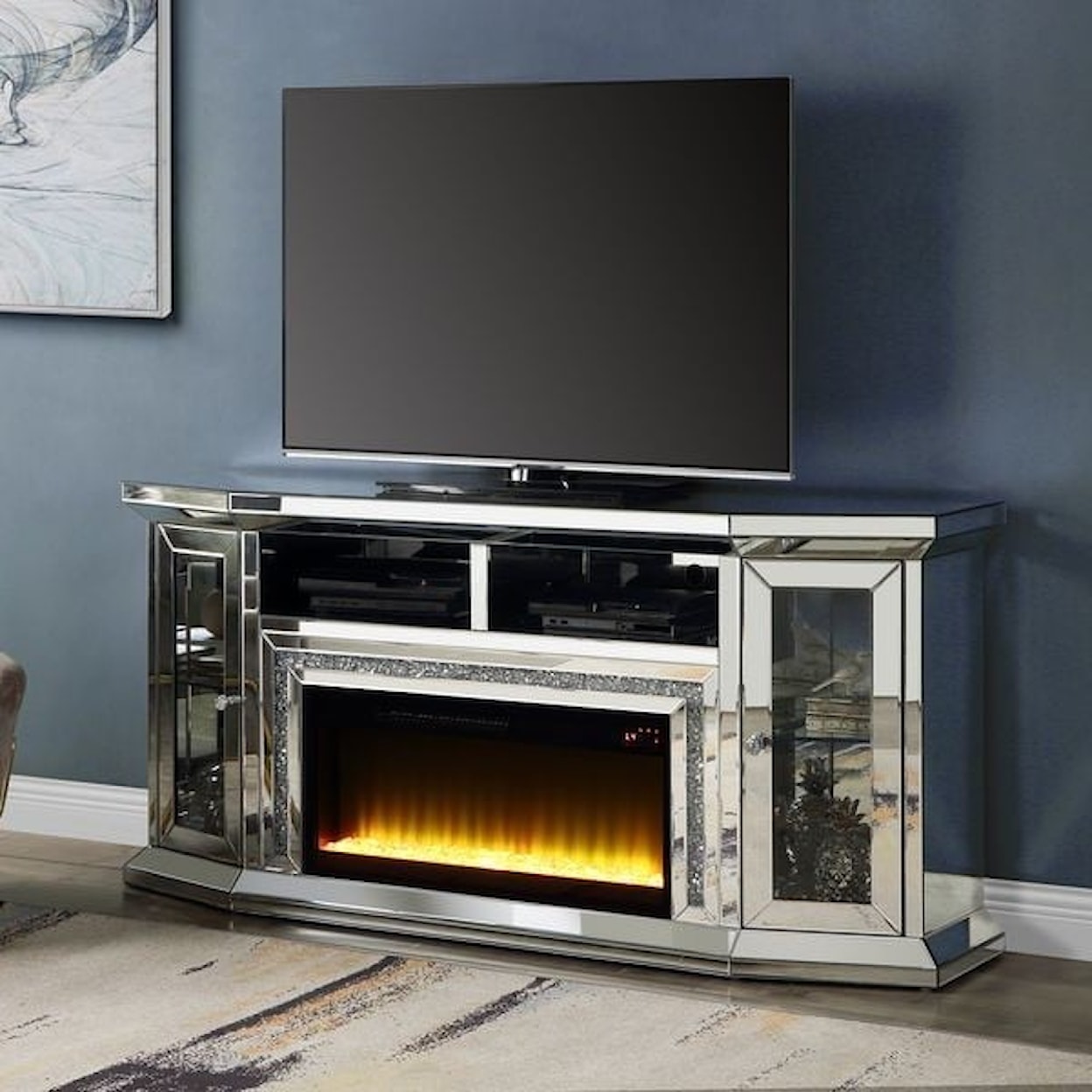 Acme Furniture Noralie Tv Stand W/Fireplace & Led