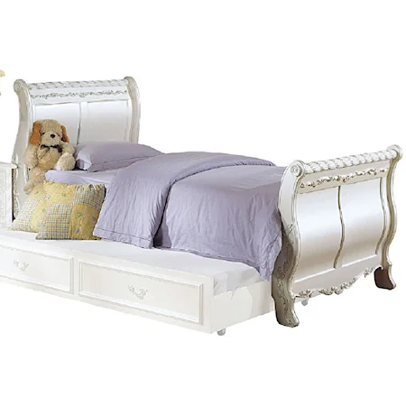 Acme Furniture Louis Philippe III 25500Q Queen Transitional Sleigh Bed, Del Sol Furniture