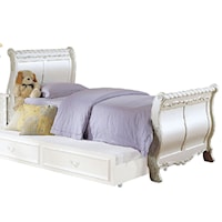 Pearl Traditional Upholstered Sleigh Bed - Twin