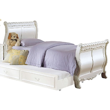 Pearl Traditional Upholstered Sleigh Bed - Twin
