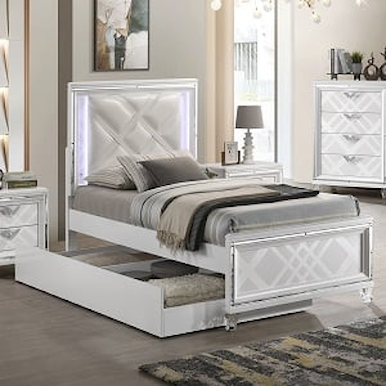 Acme Furniture Skylar Twin Bed W/Led