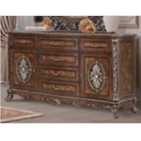 Traditional 6-Drawer Dresser with Carved Detail