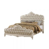 Traditional Queen Arched Upholstered Bed with Button Tufted Headboard