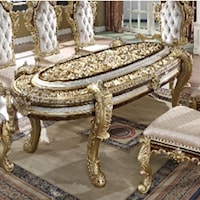 Traditional Dining Table with Glass Table Top