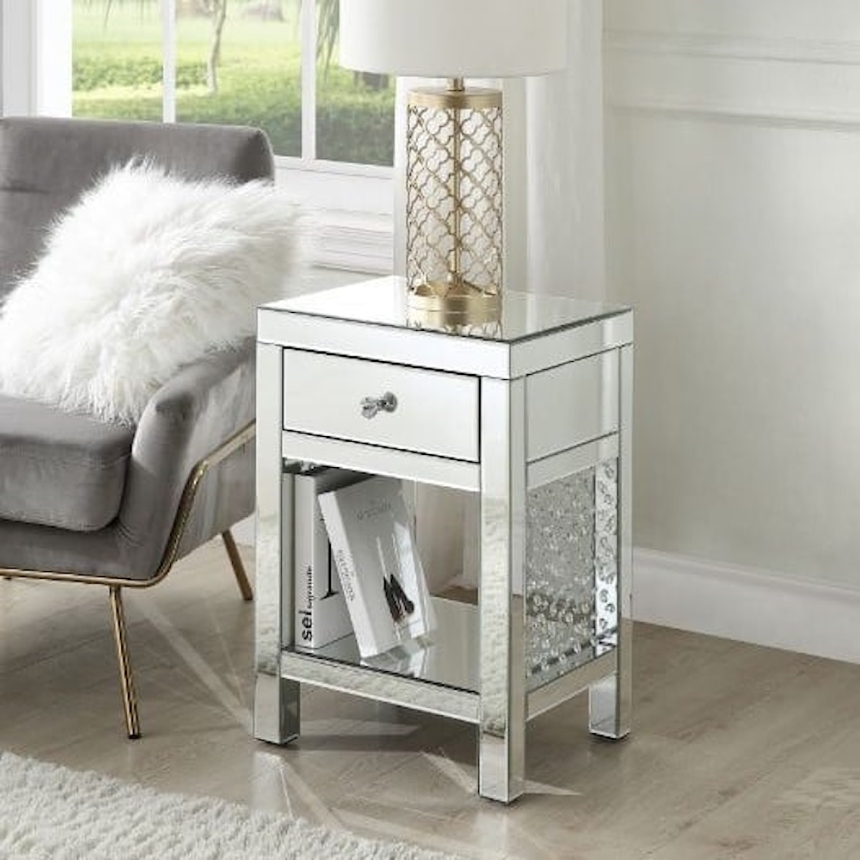 Acme Furniture Nysa CLUSTER BLING ACCENT TABLE WITH | DRAWER