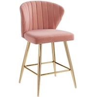 Acme Rizgek Counter Height Chair, Pink Velvet & Gold Finish