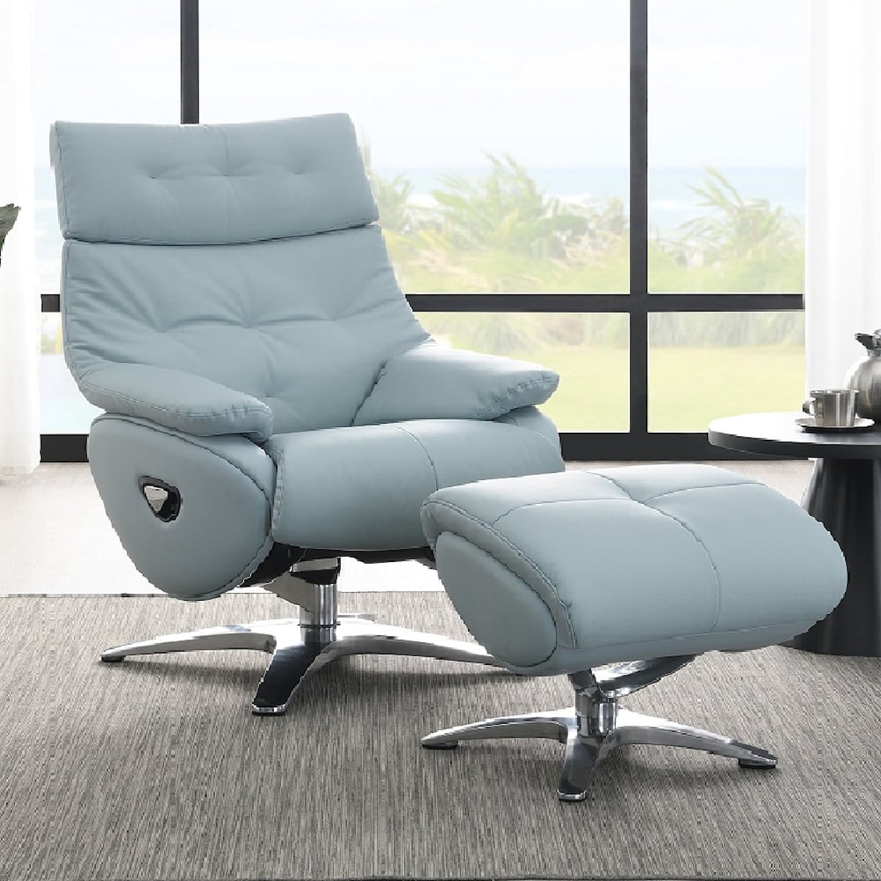 Acme Furniture Janella Accent Chair W/Swivel & Ottoman