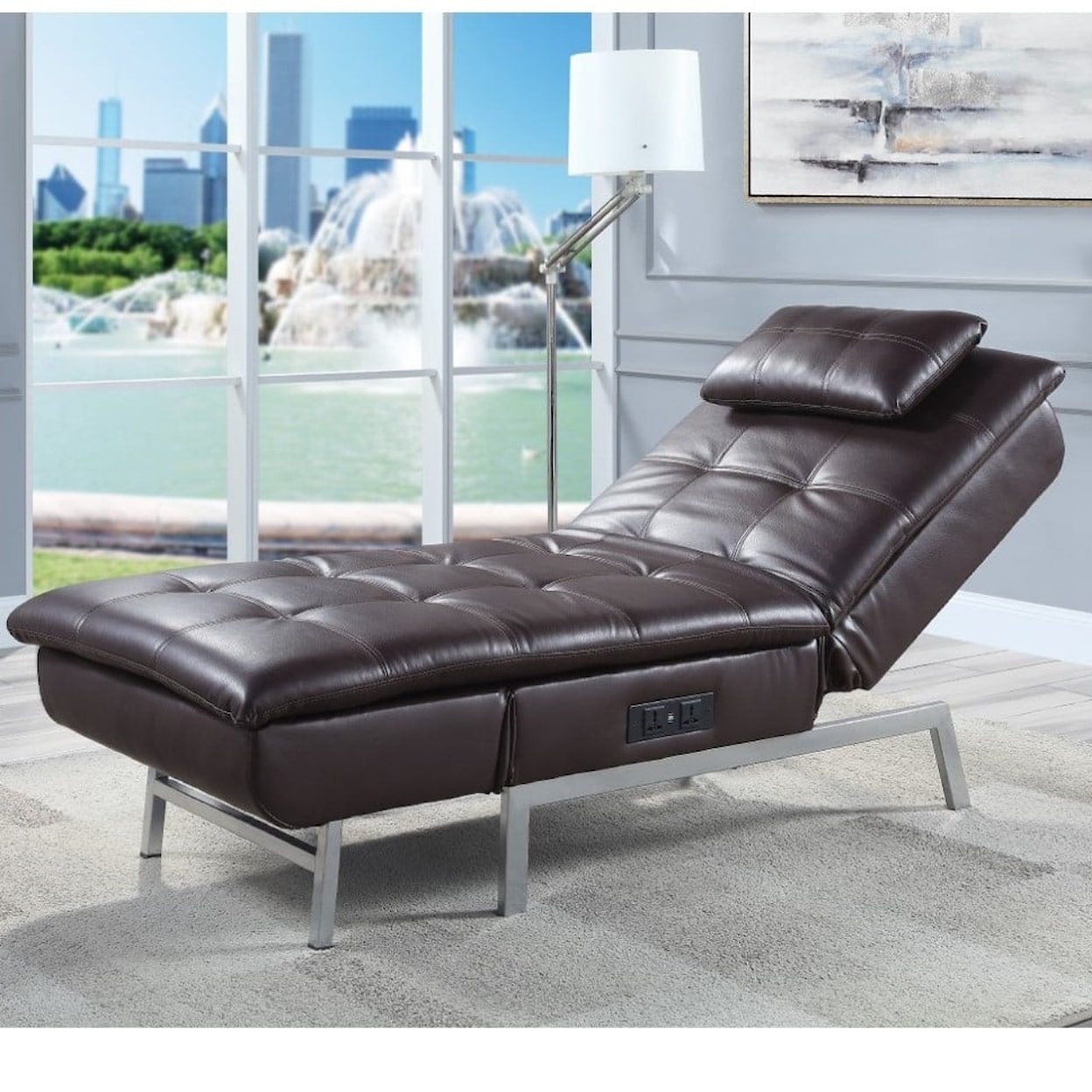 Acme Furniture Padilla Chaise Lounge W/Pillow & Usb