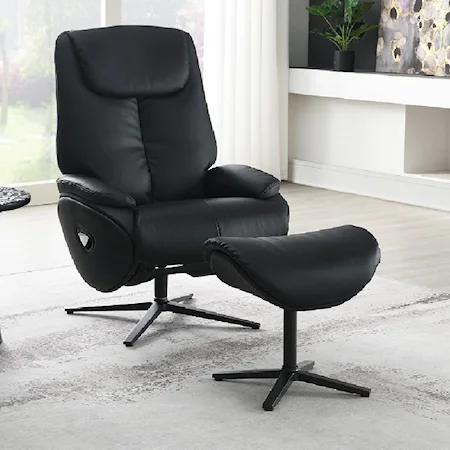 Contemporary Swivel Accent Chair with Matching Pedestal Ottoman