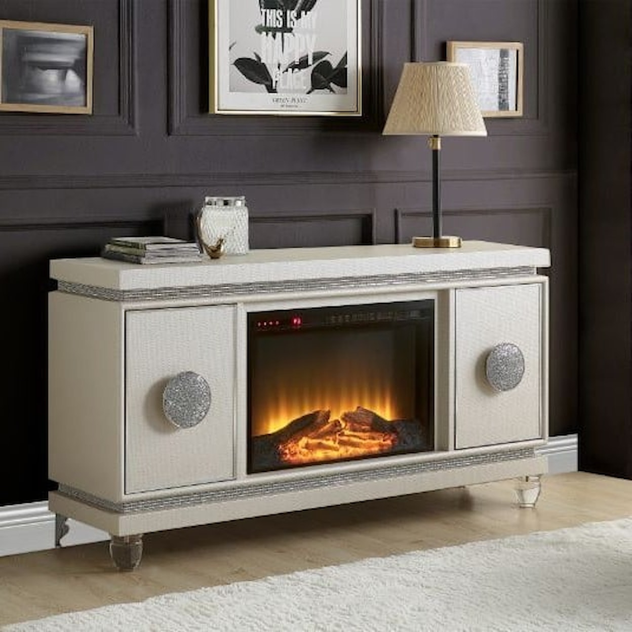 Acme Furniture Lavina Tv Stand W/Fireplace