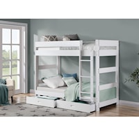 Amida Casual Youth Twin-Over-Twin Bunk Bed with Storage Drawers