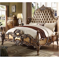Traditional Upholstered King Bed with Tufted Headboard