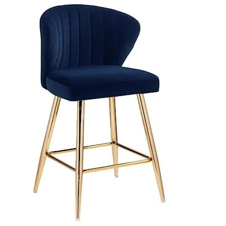 Acme Rizgek Counter Height Chair, Blue Velvet & Gold Finish
