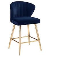 Acme Rizgek Counter Height Chair, Blue Velvet & Gold Finish