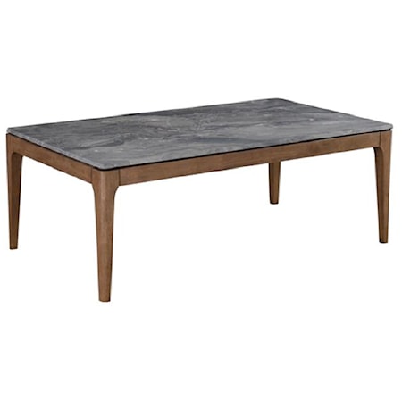 Mid-Century Modern Coffee Table with Stone Top