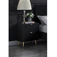 Contemporary 2-Drawer Nightstand with Gold Accents