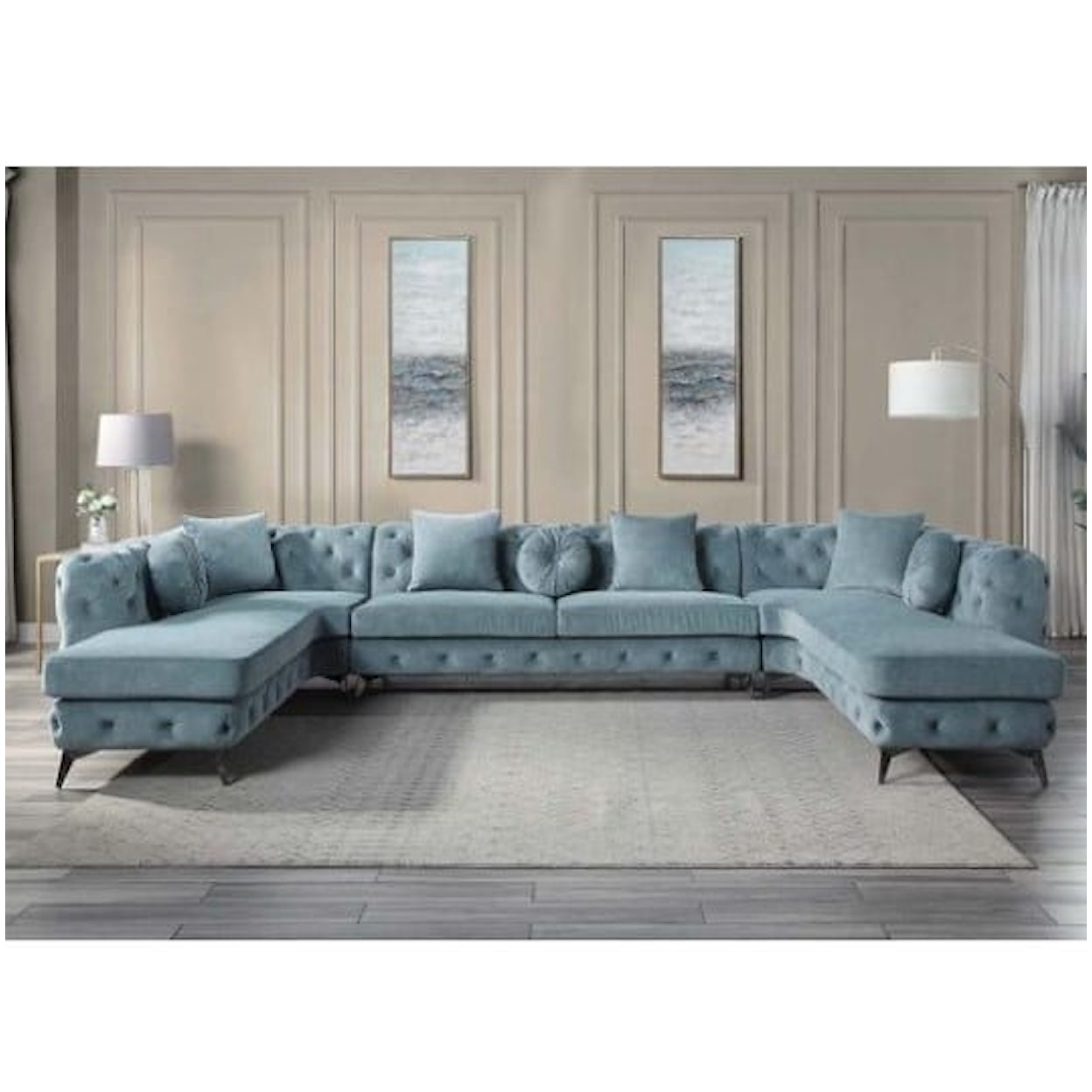 Acme Furniture Zerah Sectional Sofa W/7 Pillows