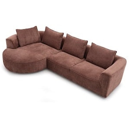 Casual Sectional Sofa with Four Pillows