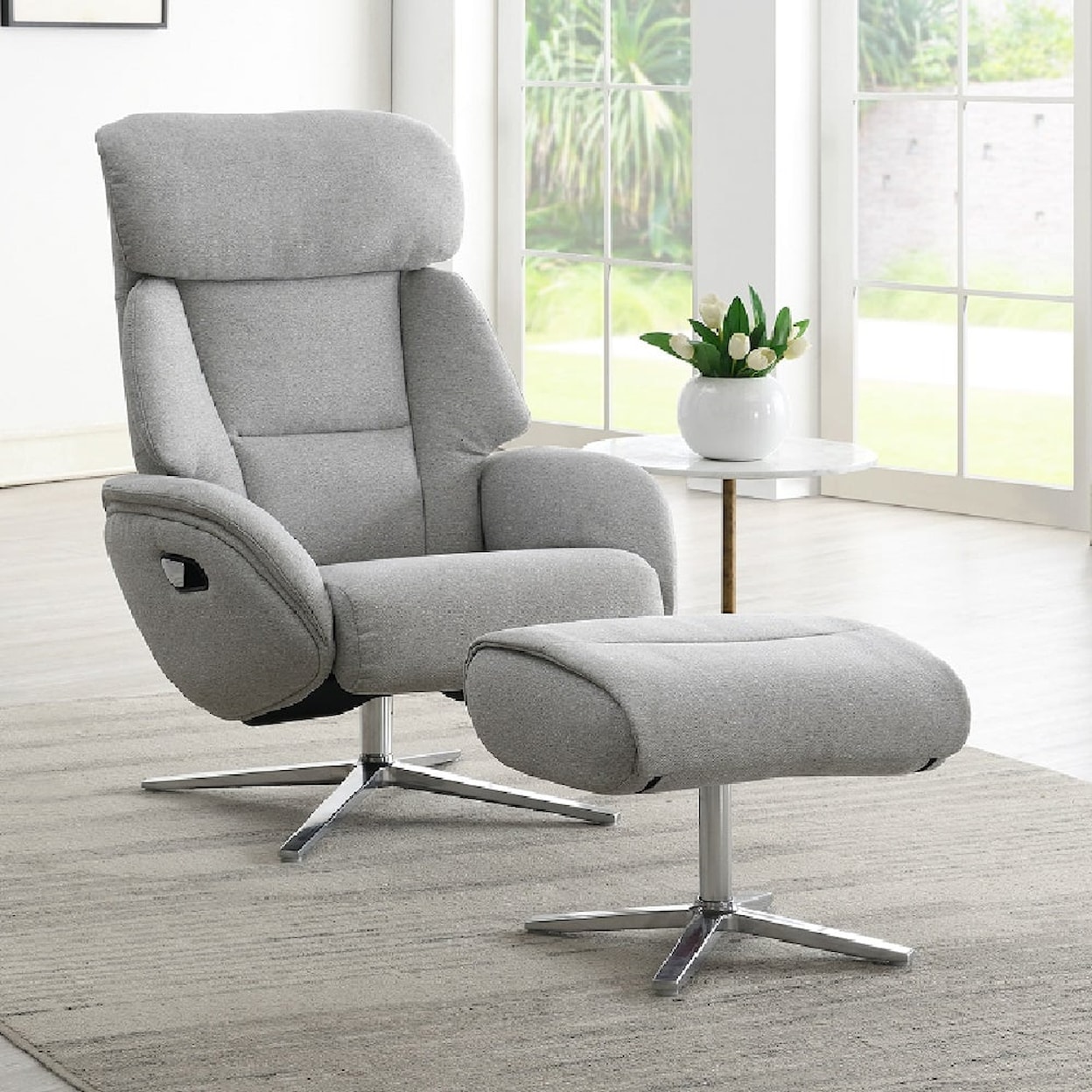 Acme Furniture Madrona Swivel Chair with Ottoman