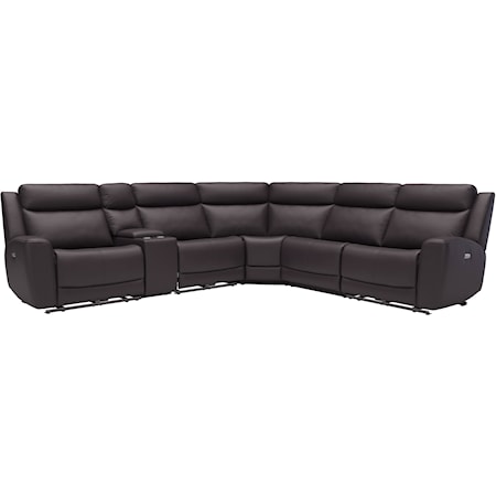 6-Pc Power Leather Sectional w/Pwr Headrests