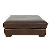 Full Italian Leather Square Cocktail Ottoman