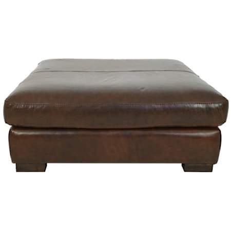 Full Italian Leather Sq Ottoman