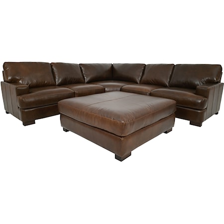 3-Piece Full Leather Sectional & Ottoman