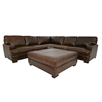 3-Piece Full Leather Sectional & Cocktail Ottoman