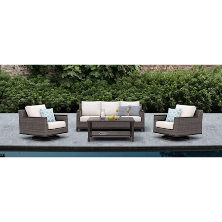 4-Piece Wicker Sofa Set with Swivel Rocking Chairs