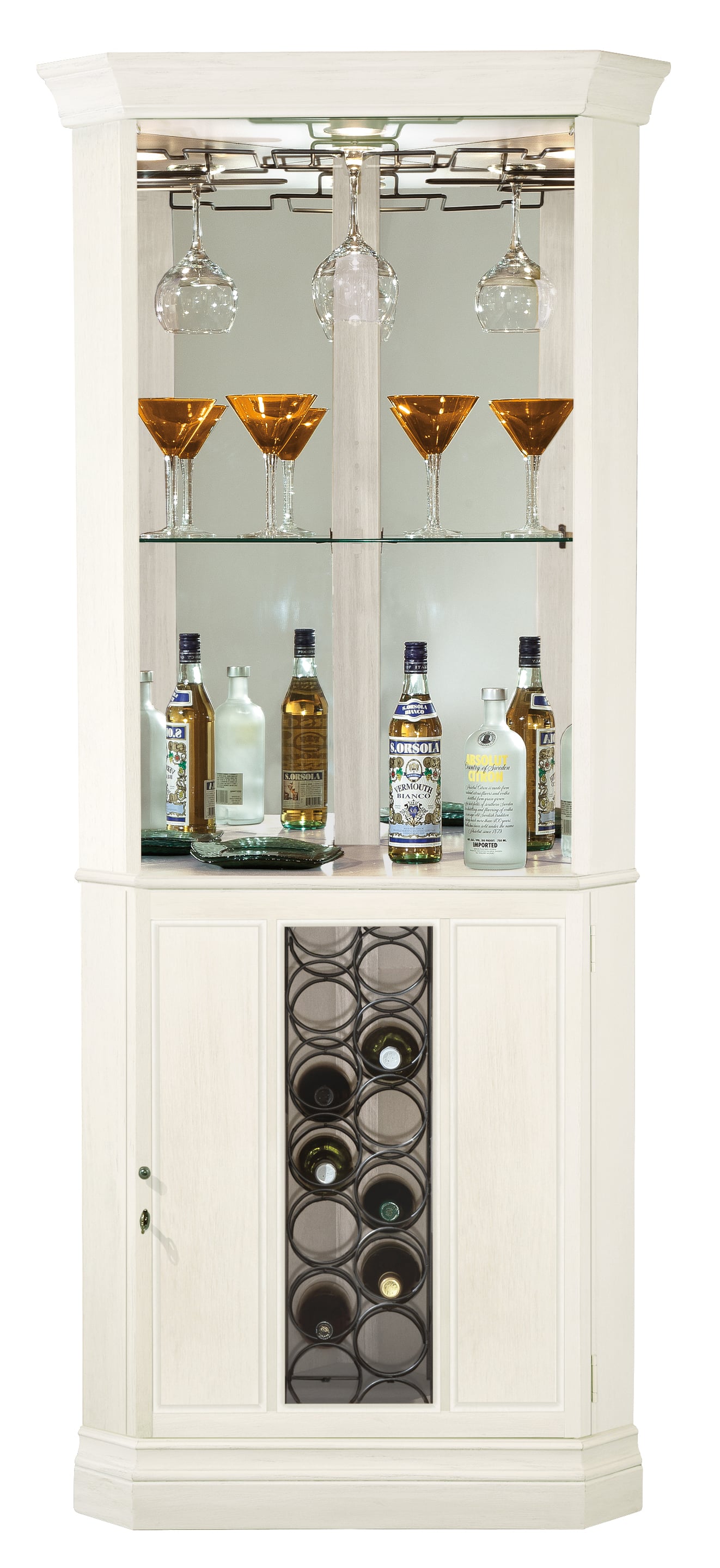 Corner wine glass outlet cabinet