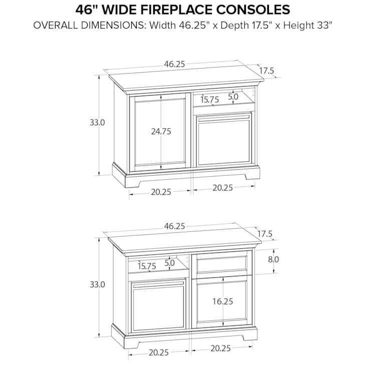 Howard Miller Custom Fireplace Consoles 46" Fireplace TV Console
