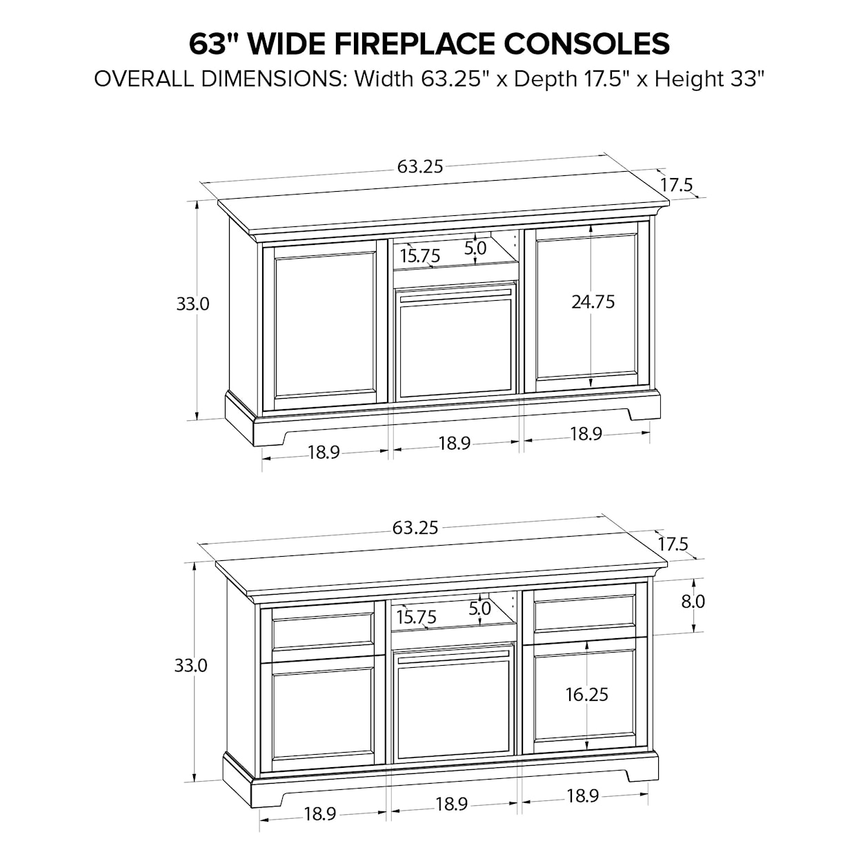 Howard Miller Custom Fireplace Consoles 63" Fireplace TV Console