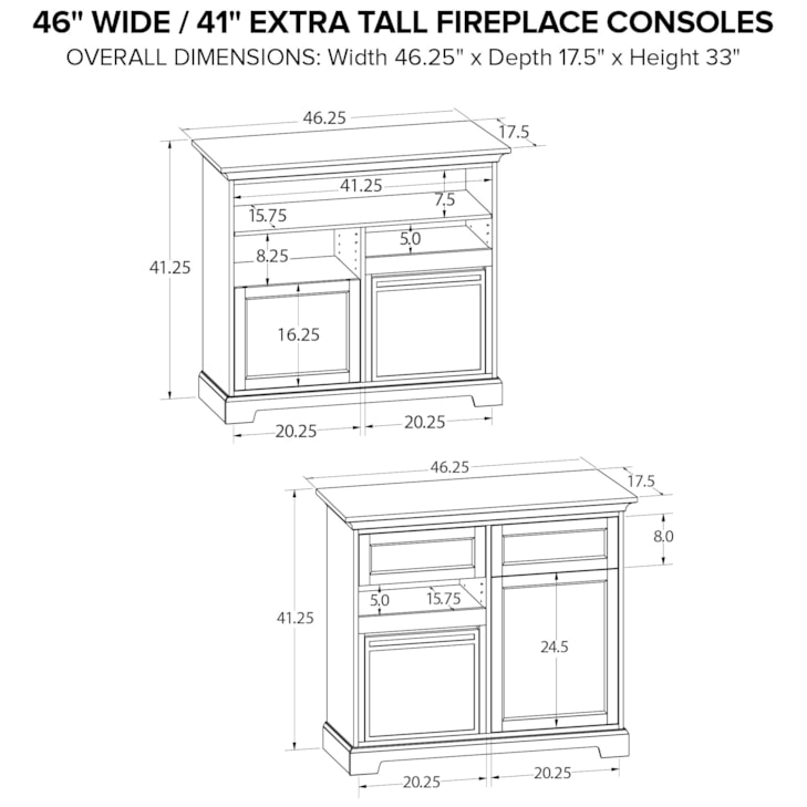 Howard Miller Howard Miller 46"Wide/41"Extra Tall Fireplace TV Console