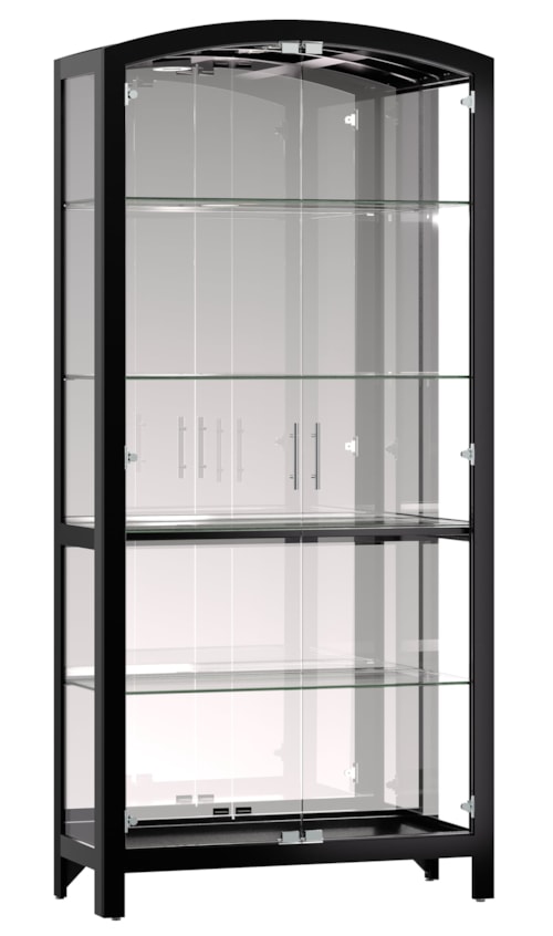 Contemporary 4-Shelf Curio Cabinet with Adjustable Glass Shelves