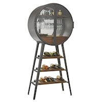 Industrial Wine and Bar 4-Shelf Cabinet with Pull-Out Drawer