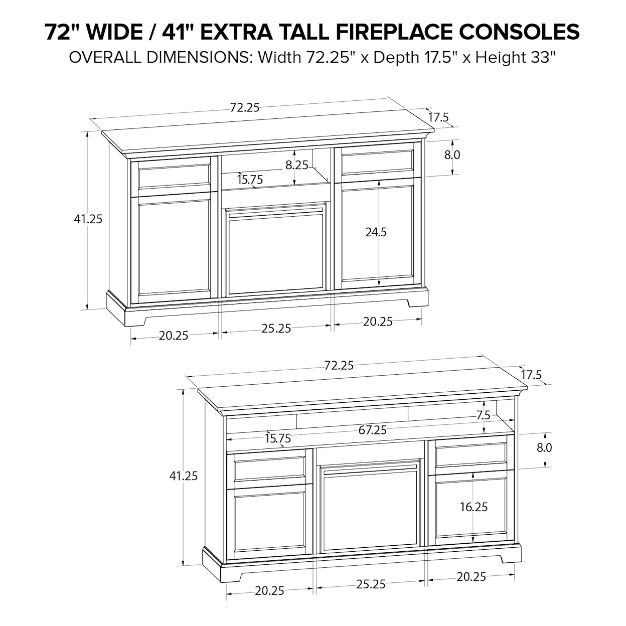 Howard Miller Howard Miller 72"Wide/41"Extra Tall Fireplace TV Console