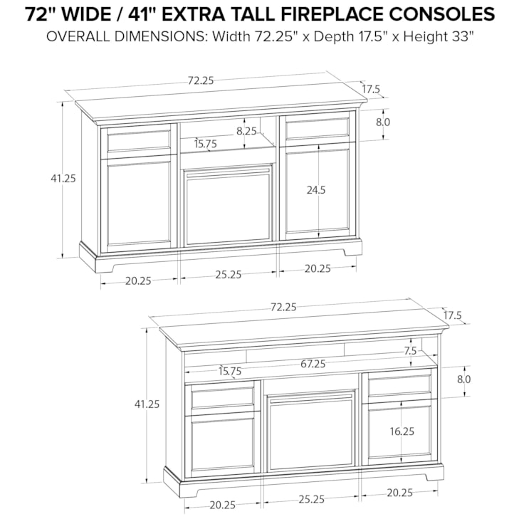 Howard Miller Howard Miller 72"Wide/41"Extra Tall Fireplace TV Console